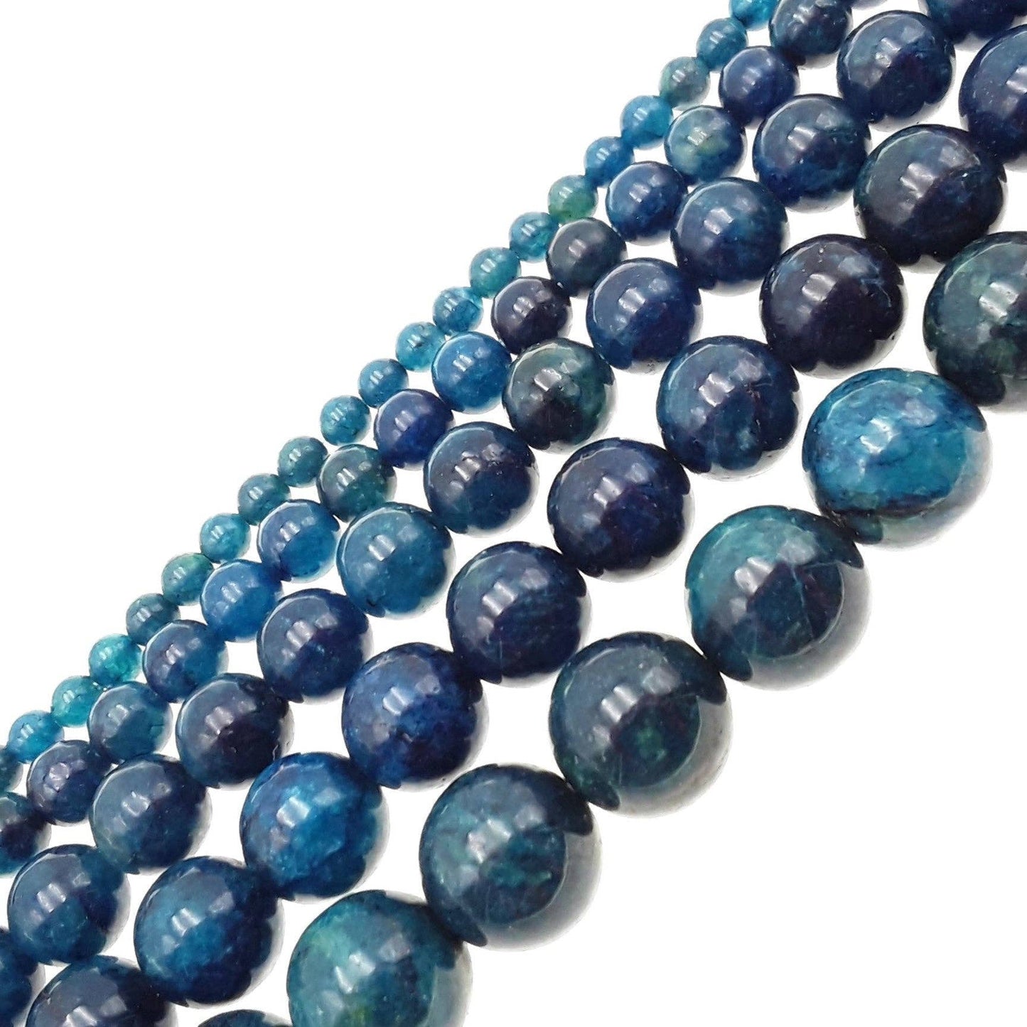 CRCBEADS - Dark Blue Apatite Smooth Round Beads 4mm 6mm 8mm 10mm 12mm 15.5"Strand