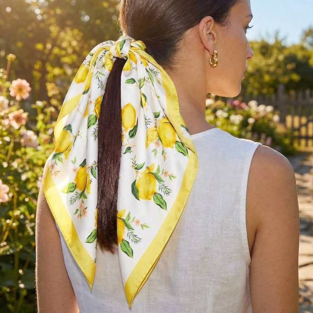 Anarchy Street - Lemons And Flowers Print Square Bandana Scarf
