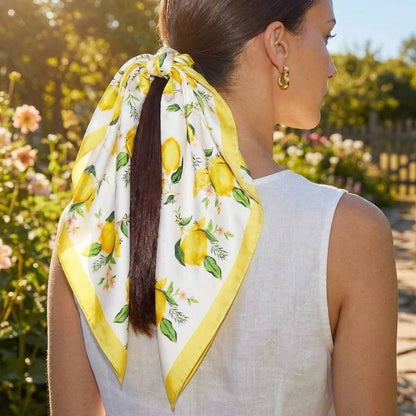 Anarchy Street - Lemons And Flowers Print Square Bandana Scarf