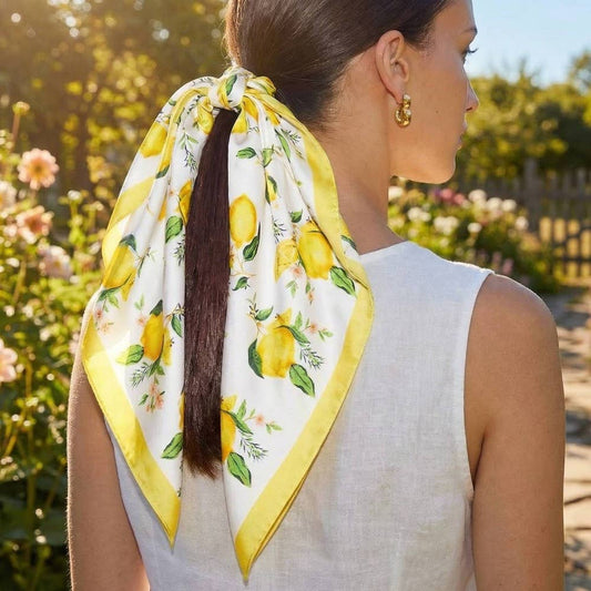 Anarchy Street - Lemons And Flowers Print Square Bandana Scarf