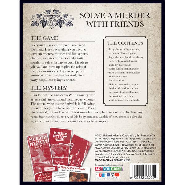 University Games - A Taste for Wine and Murder-Murder Mystery Party