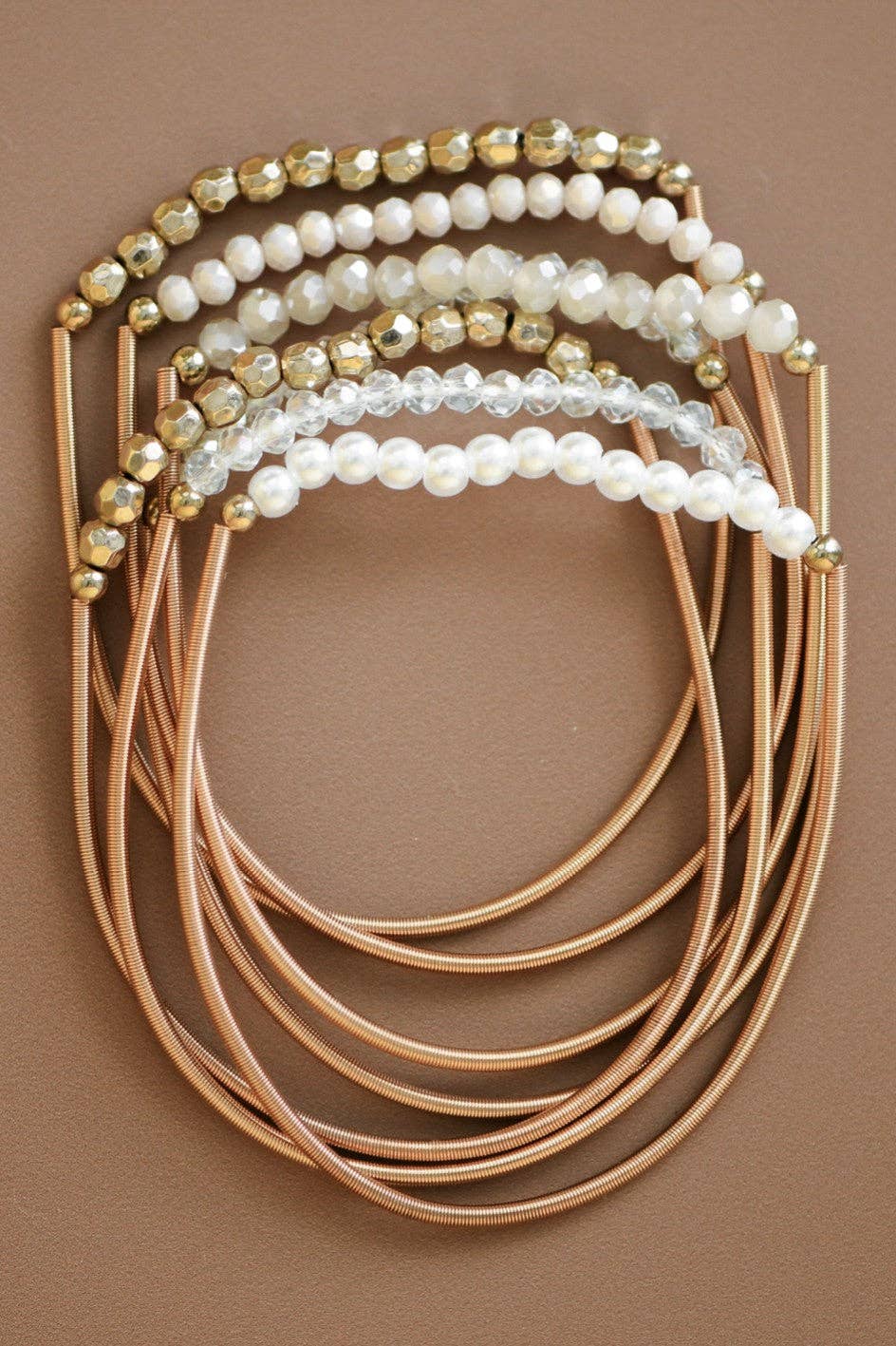 MA101 Mia Accessories - Boho Layered Spring Coil Guitar String Bracelet Set - 6961