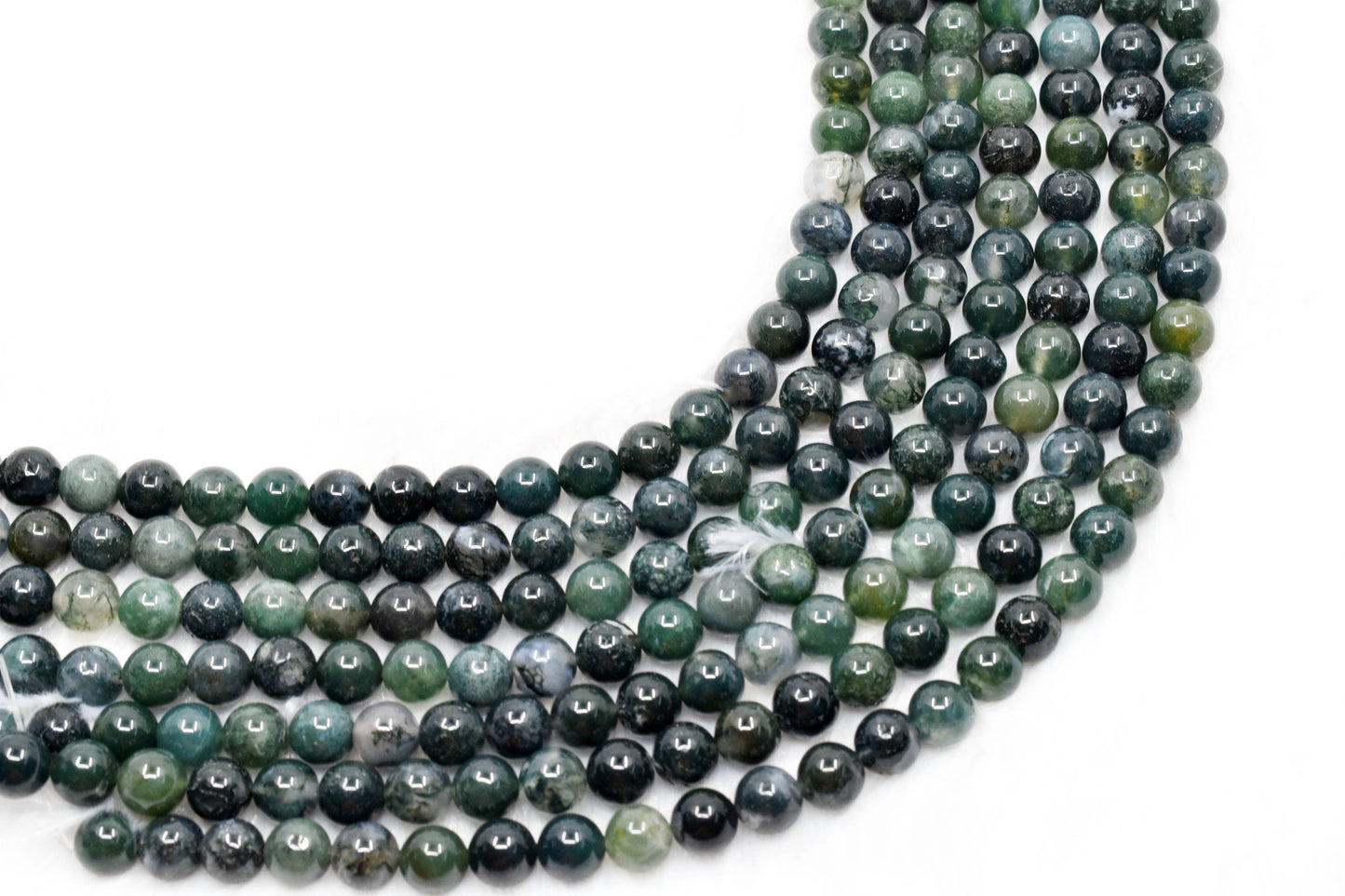Soothing Crystals - Moss Agate Round Beads 4mm, 6mm, 8mm, 10mm,12mm Mala Beads