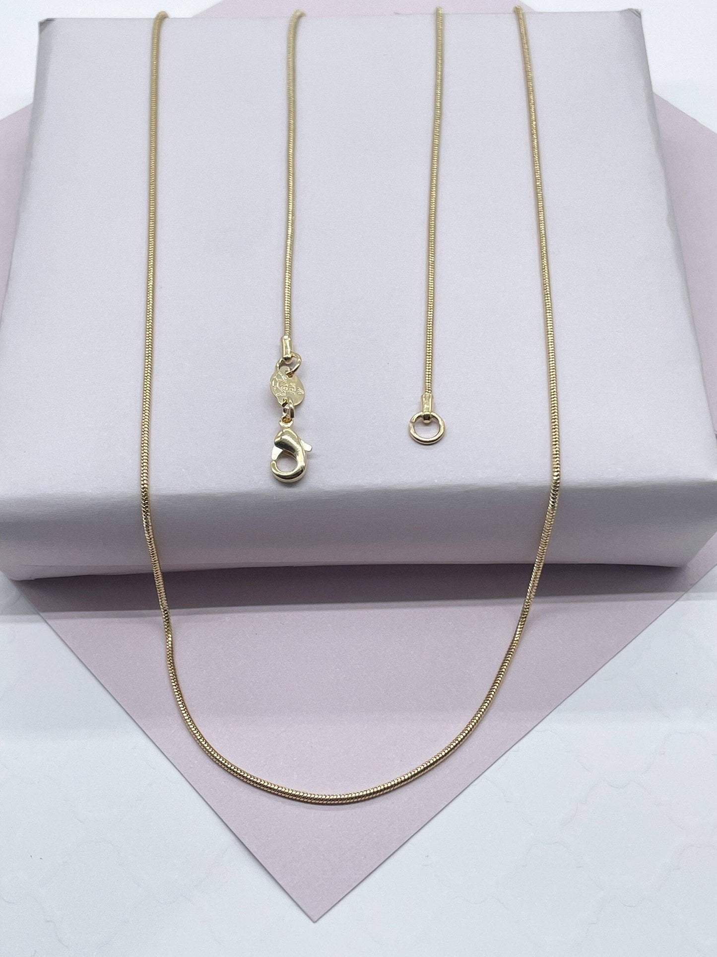 Milie Jewels - 18k Gold Filled Round Snake Textured Chain Cola De Raton