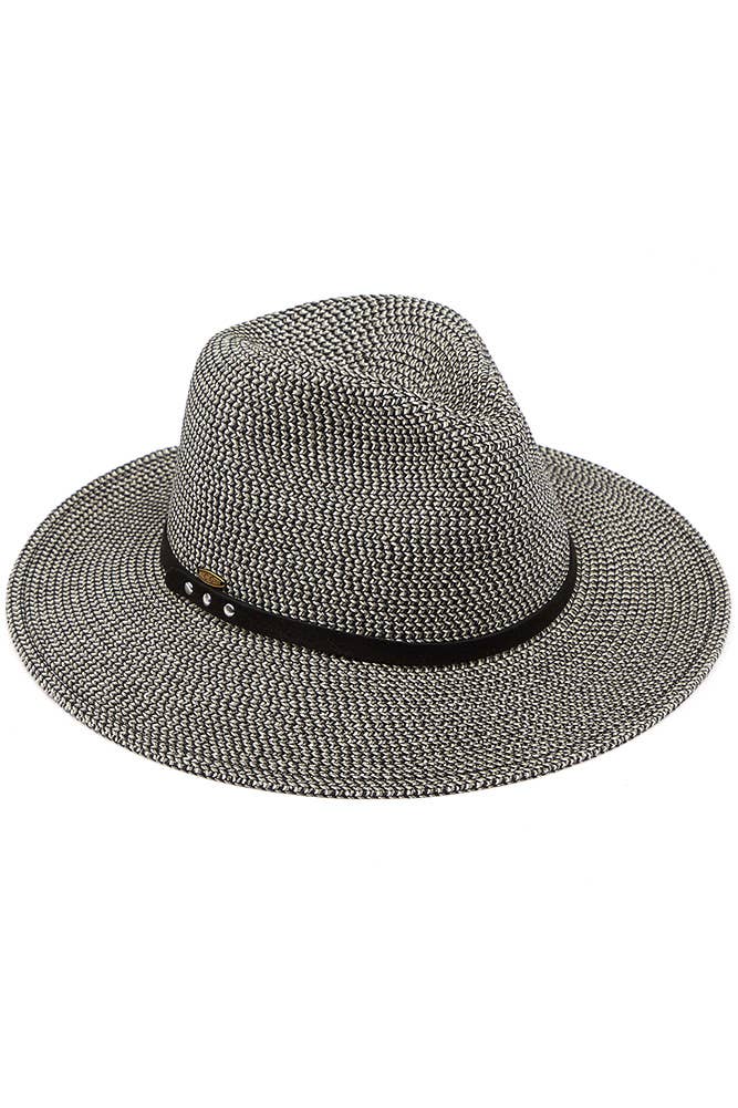 Hana - C.C Suede Band Trim Panama Sun Hat