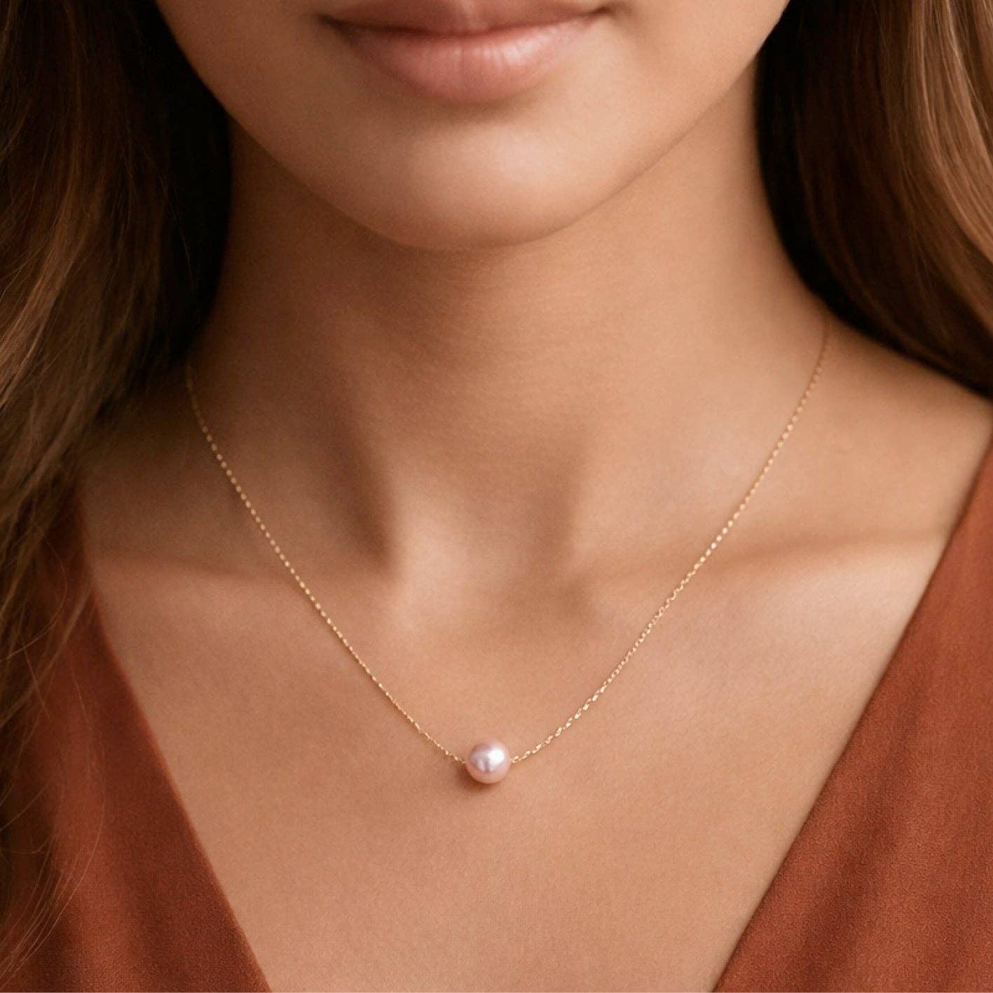 MA216 Mia Accessories - 18K Gold Plated Waterproof Stainless Steel Freshwater Pearl Necklace - 7136 7137