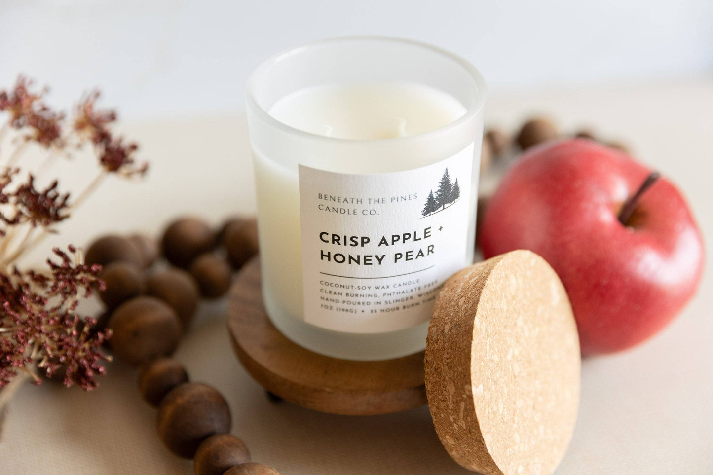 Beneath The Pines Candle Co. - Crisp Apple + Honey Pear: Coconut-Soy Candle
