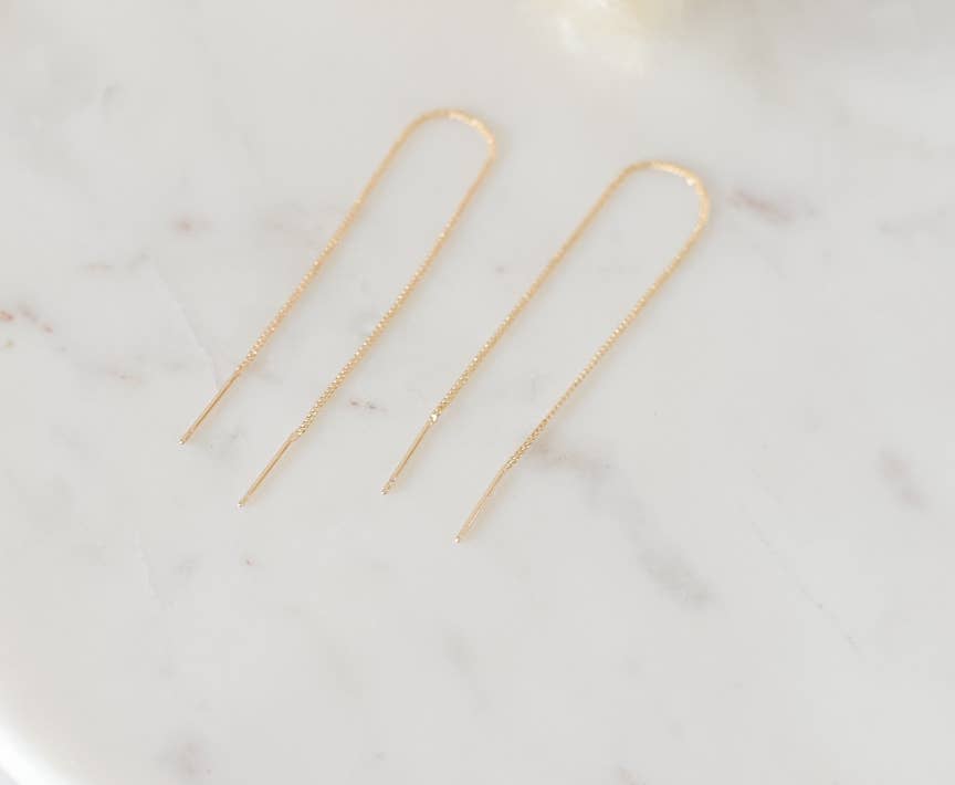 Bella Rey jewelry - The Tiffany gold plated chain threader earrings