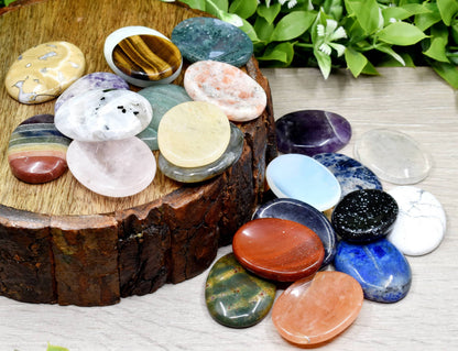 Soothing Crystals - 25pcs Gemstone Worry Stones, Palm Stone, Thumb Stone