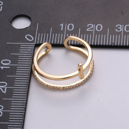 Aim Eternal - Side Cross Ring - Gold Cross Ring - Stacking Rings - Sideway Cross Ring - Cross Jewelry - Religious Jewelry - Sign Ring - Micro Pave ring R060