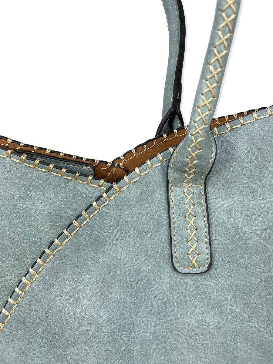 MiMi Wholesale - COL001-2 2-in-1 Stitch Trim Detail Shoulder/Tote Set Bag