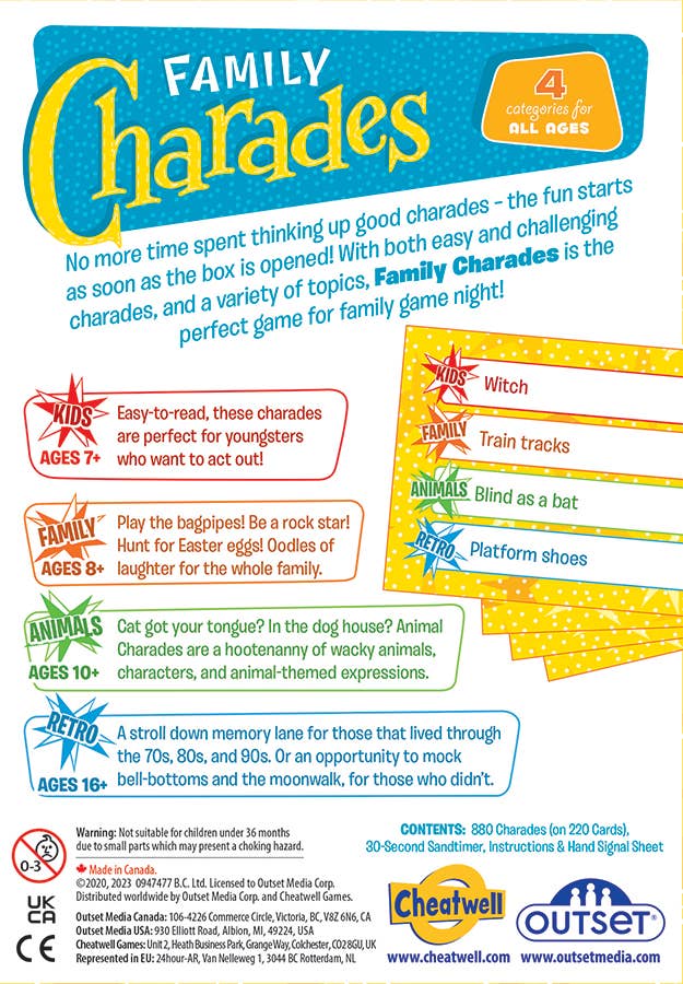 Outset Games and Cobble Hill Puzzles - Family Charades Retro Design - Perfect for Family Game Night