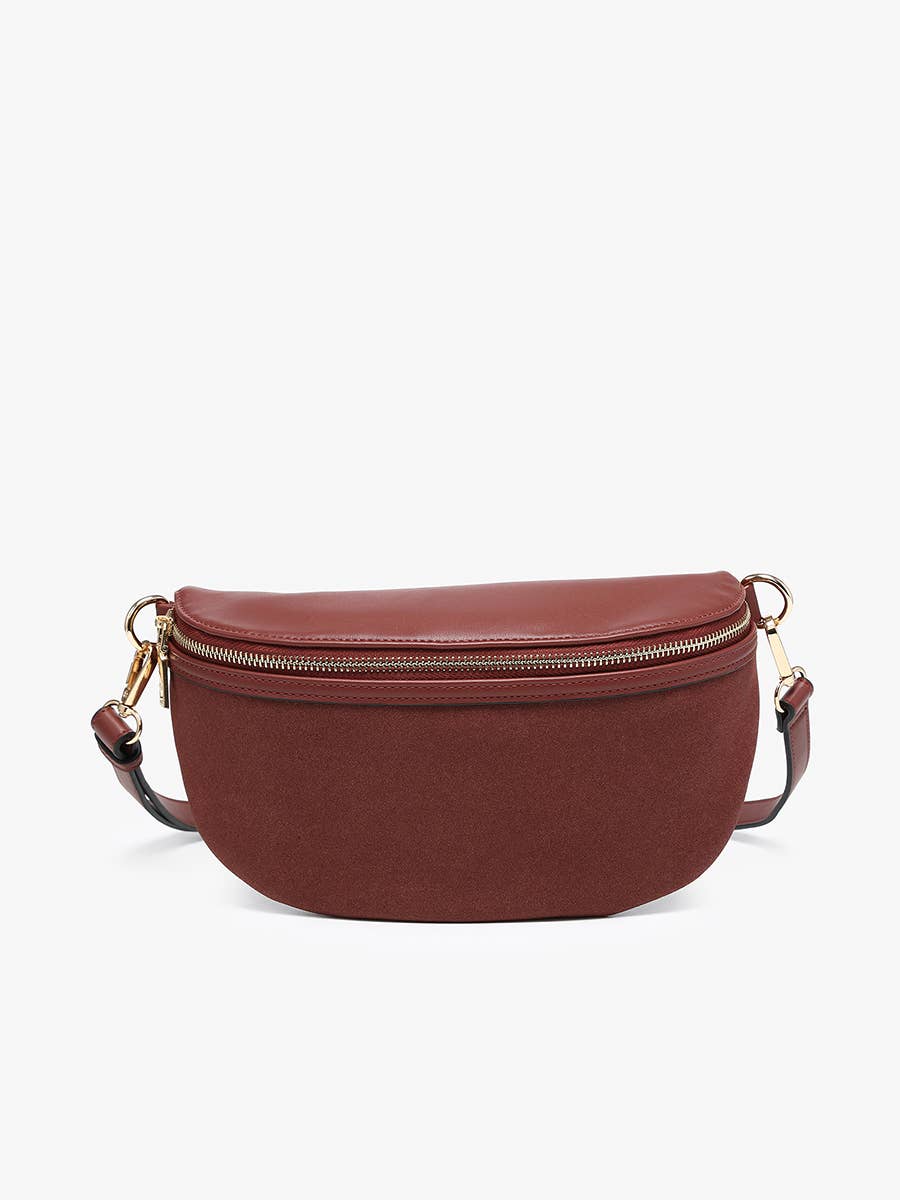Jen & Co. - Regina Faux Suede Sling Bag w/ Vegan Leather Trim | M2882