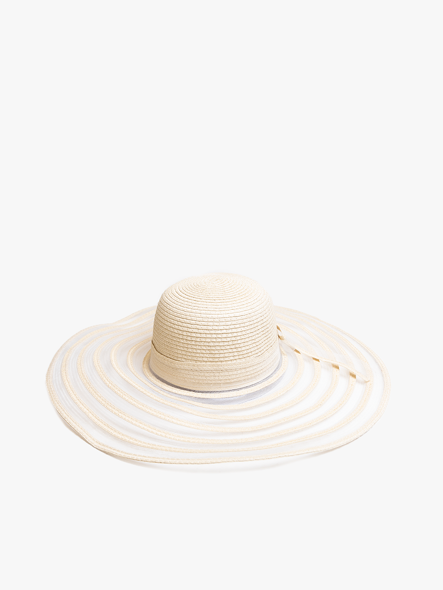 Jen & Co. - HAT2498 Margaret Two-Toned Straw Hat w/ Bow