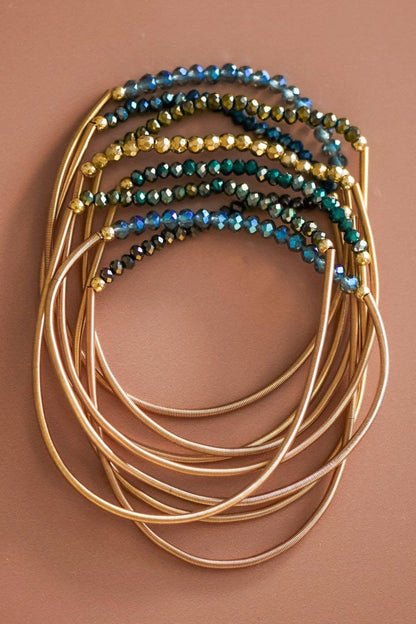 MA101 Mia Accessories - Boho Layered Spring Coil Guitar String Bracelet Set - 6963