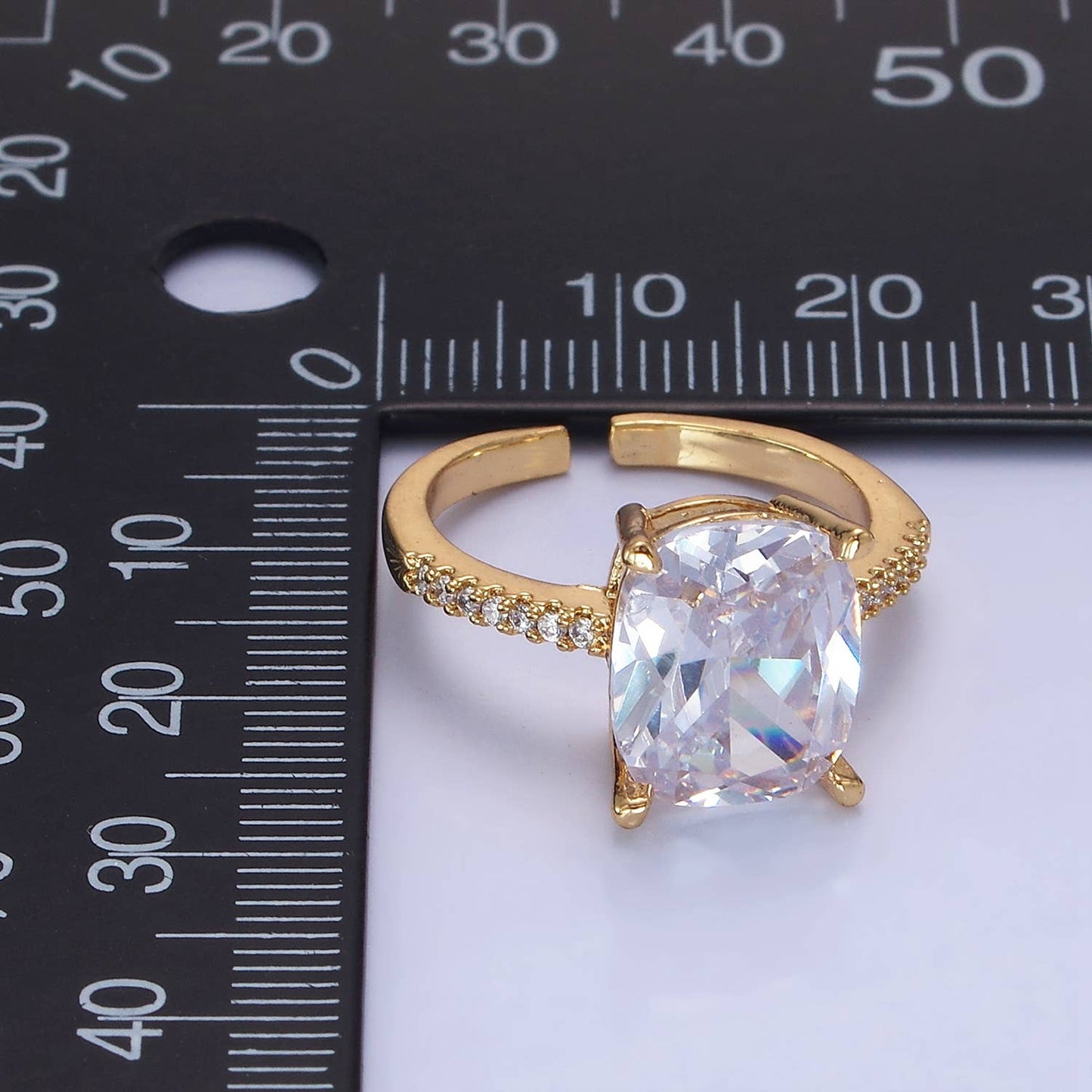 Aim Eternal - 14K Gold Filled Clear Oval CZ Micro Paved Solitaire Ring