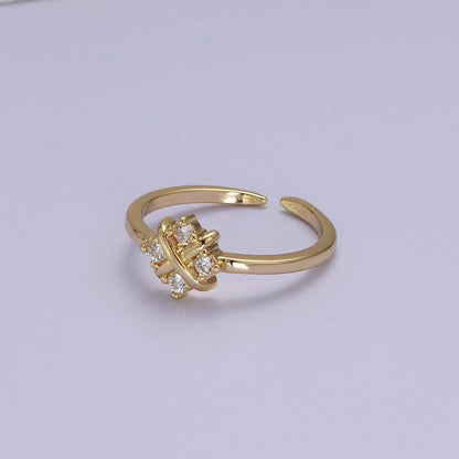 Aim Eternal - Dainty Gold Flower Ring Open Adjustable Ring S-529