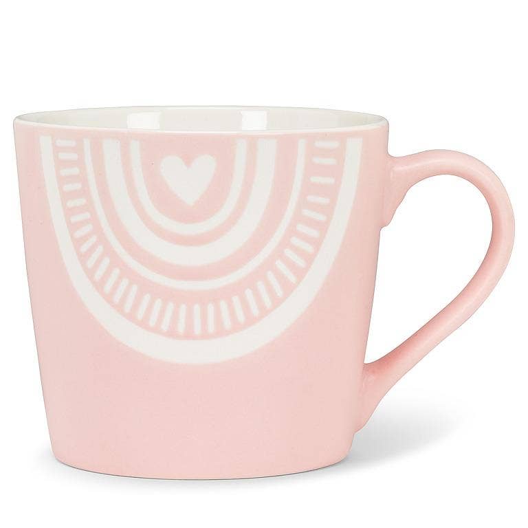 Abbott - Boho Arch with Heart Mug-Pink-3.5"H(13oz)