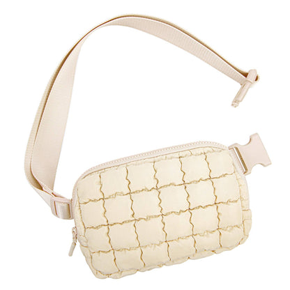 Aili's Corner - Evyn Quilted Puffer Sling Crossbody Belt Bum Fanny Waist Bag