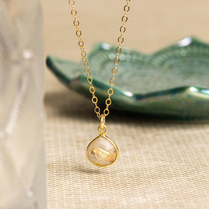 Soul & Little Rose - Golden Rutilated Quartz Teardrop Gold Necklace