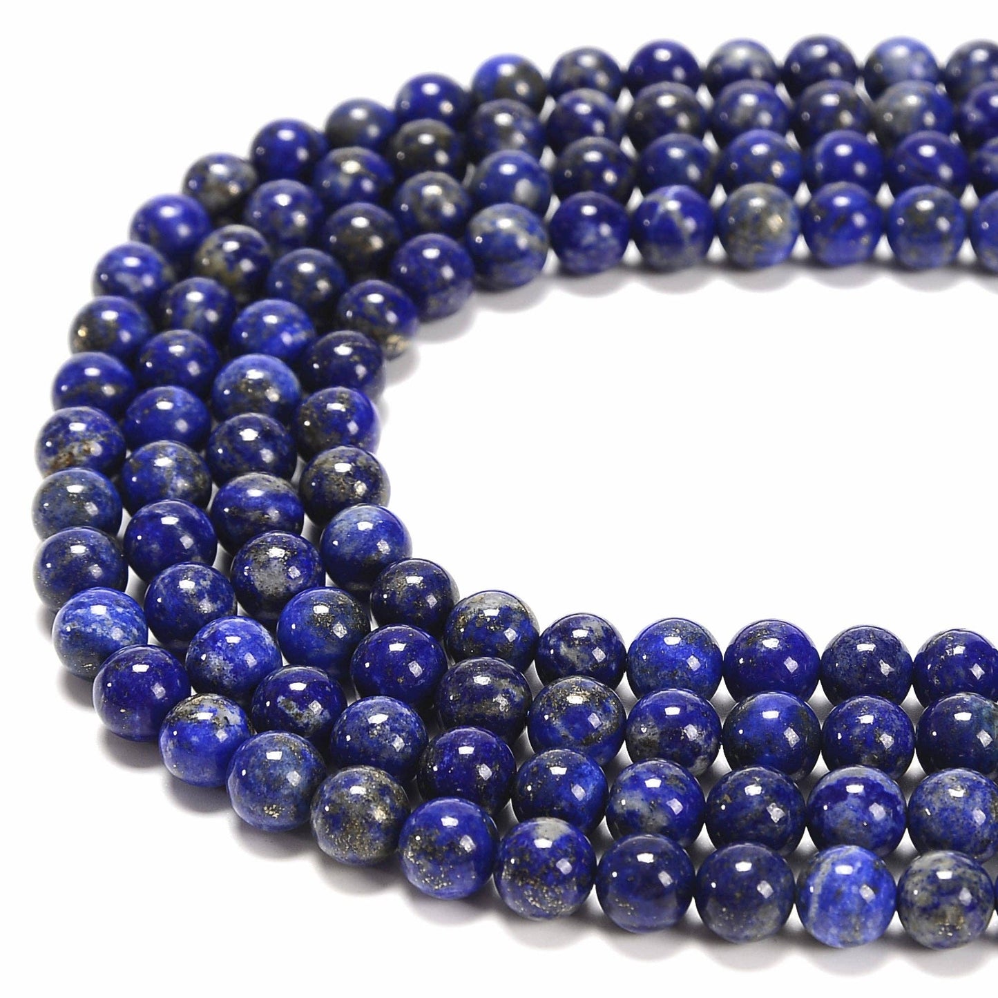 CRCBEADS - Natural Lapis Lazuli Smooth Round Beads 3.5 - 4mm 6mm 8mm 10mm 12mm 15.5'' Strand
