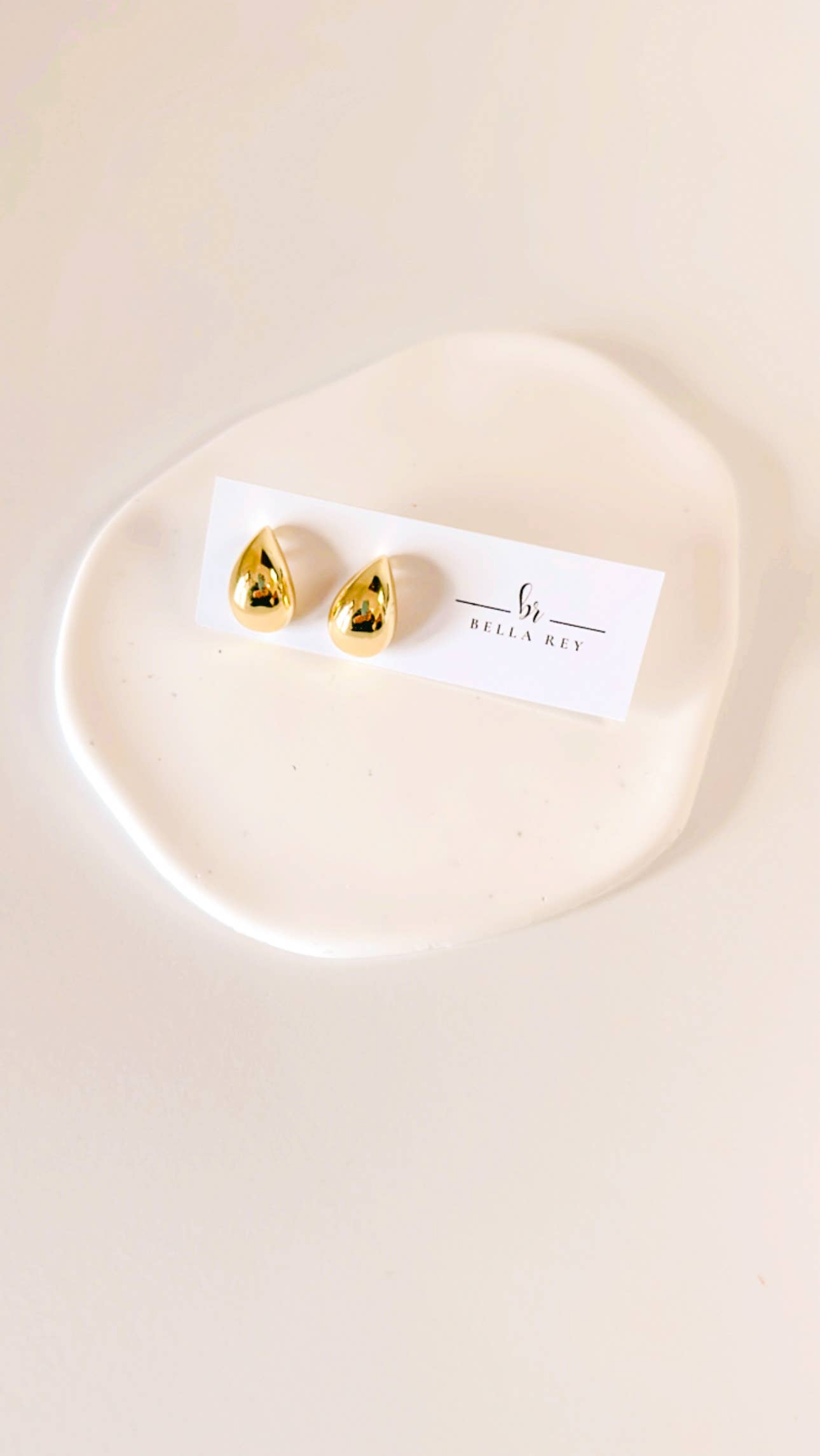 Bella Rey jewelry - The Olivia teardrop gold plated stud earrings