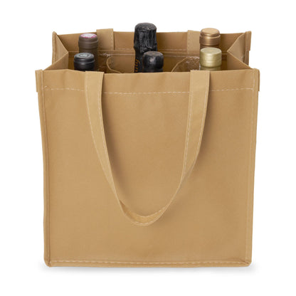 TRUE - Reusable 6 Bottle Non Woven Fabric Wine Tote ASST COLORS