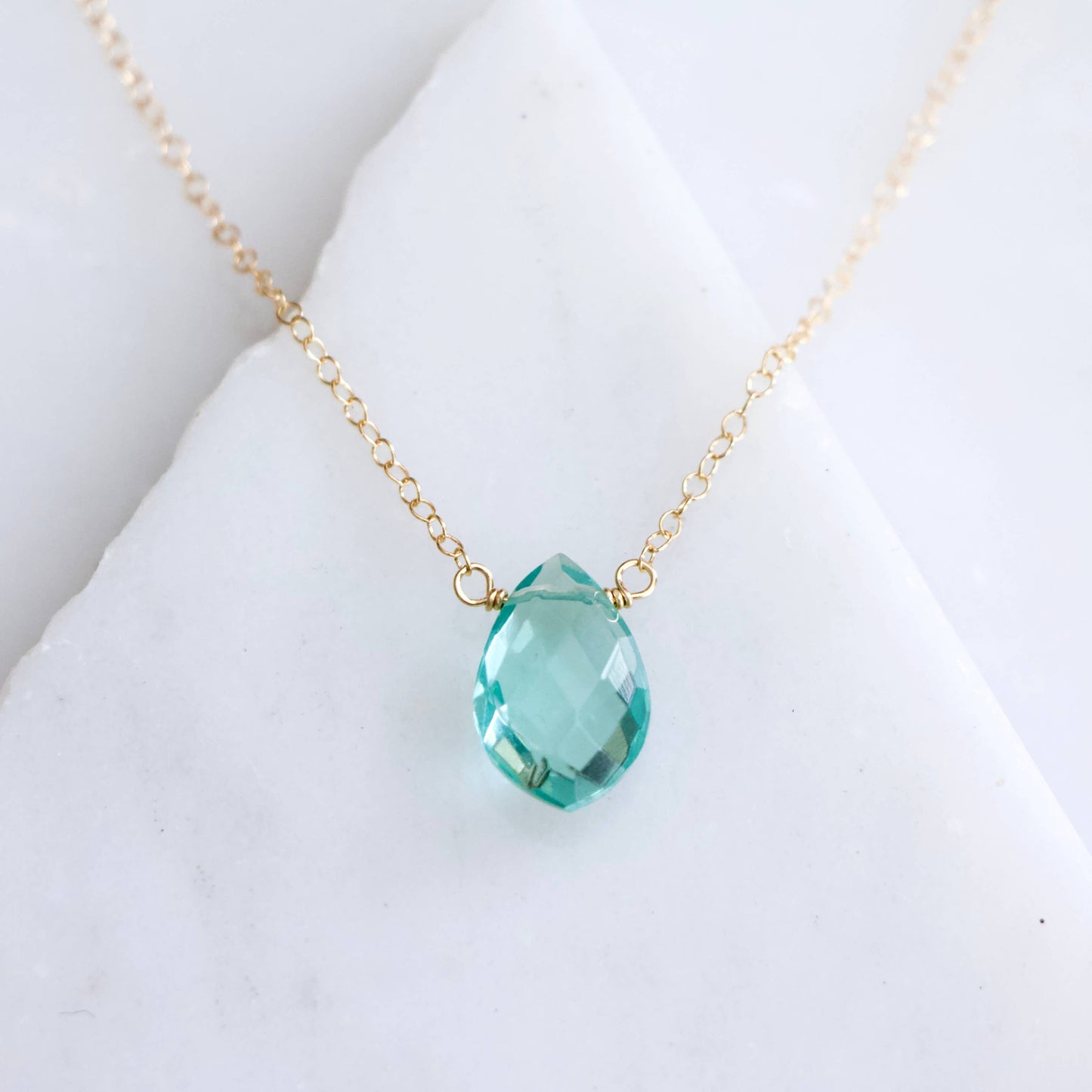 Mesa Blue - Aquamarine Quartz Necklace - Gold Filled