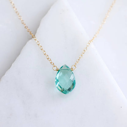 Mesa Blue - Aquamarine Quartz Necklace - Gold Filled