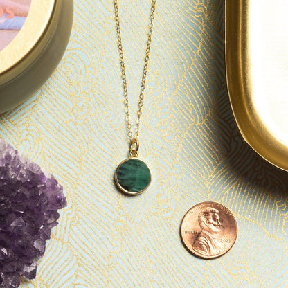 Soul & Little Rose - Emerald 14K Gold Filled Round Pendant Necklace