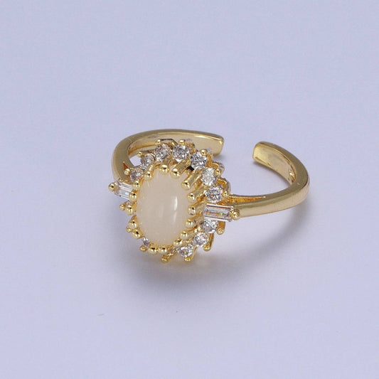 Aim Eternal - Golden White Gemstone with Clear CZ Crystal Gold Ring