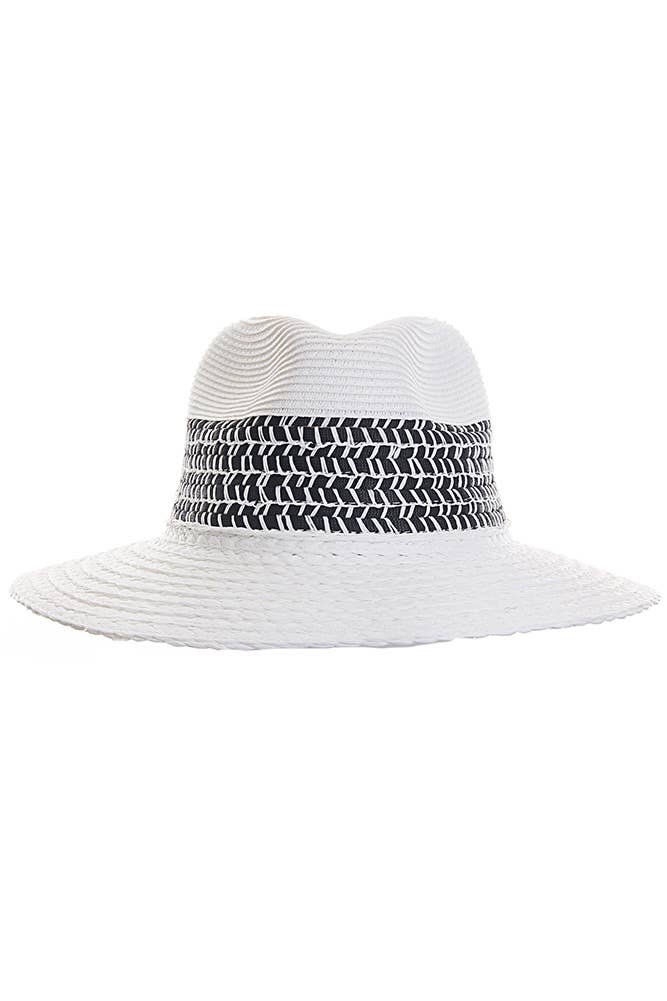 Hana - C.C Paper Straw Panama with Whip Stitches on Woven Trim