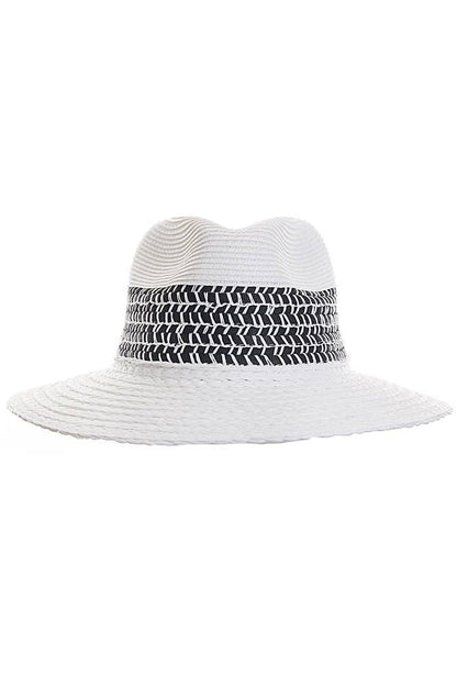 Hana - C.C Paper Straw Panama with Whip Stitches on Woven Trim
