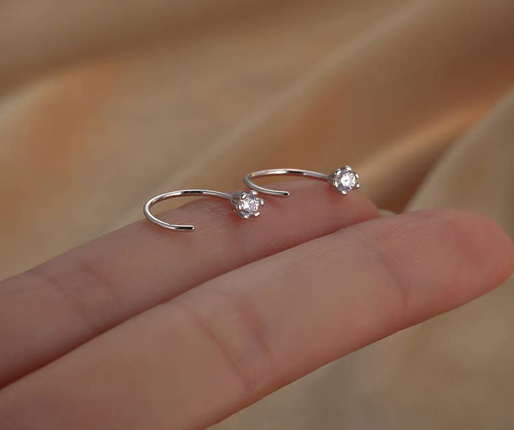 Melange Blanc - 18k gold vermeil E141 huggie hoop earrings, tiny open hoops