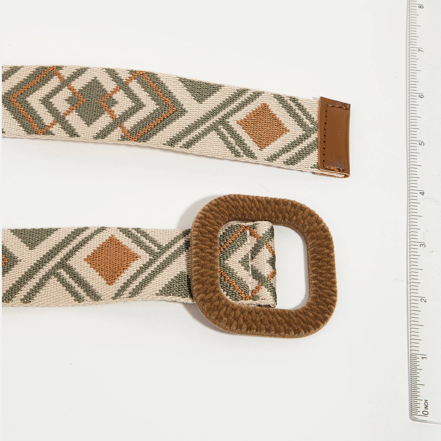 Collections by Fame Accessories - Boho Abstract Pattern Square Buckle Belt