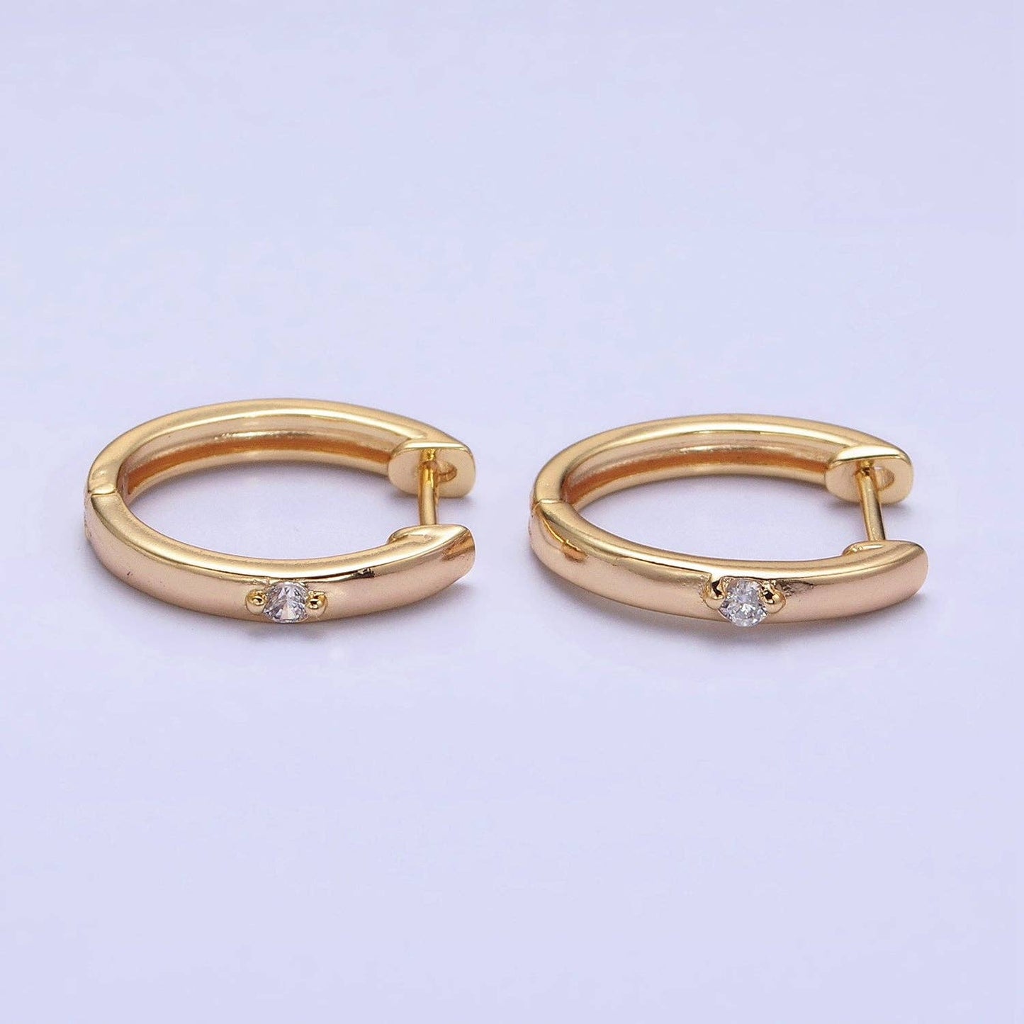 Aim Eternal - Gold Filled CZ Dotted Oval Minimalist Huggie Earrings