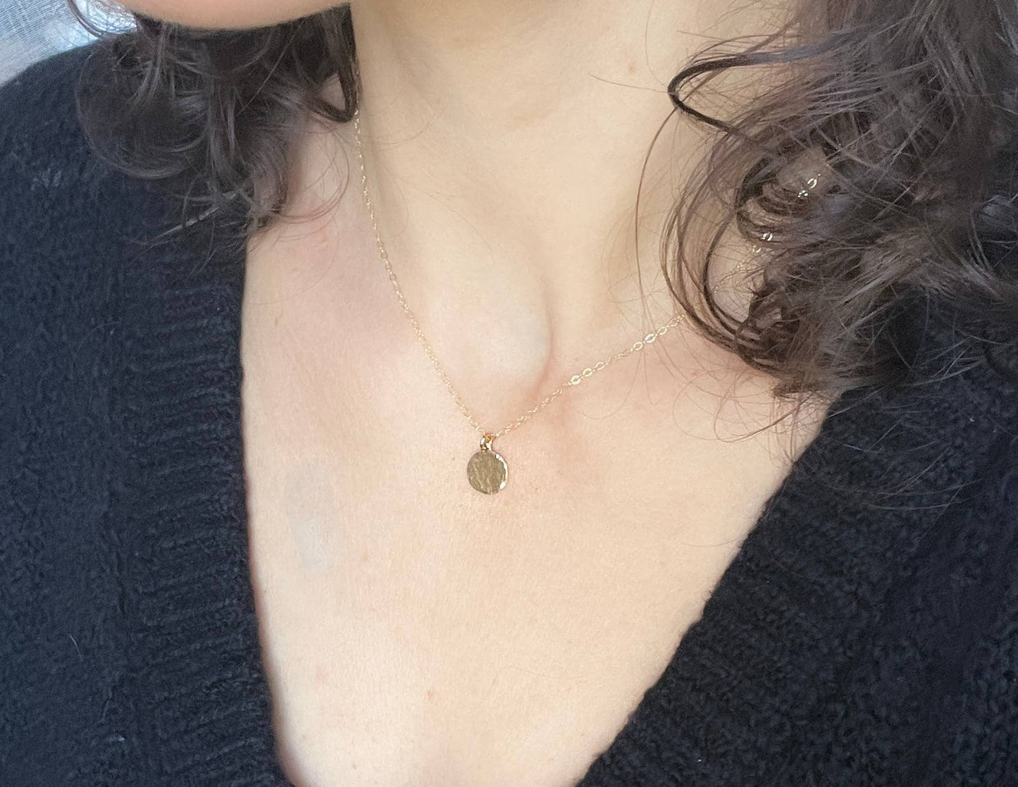 Sela+Sage - Double Heart Necklace, Two Matte Coin Pendant Necklace (2)