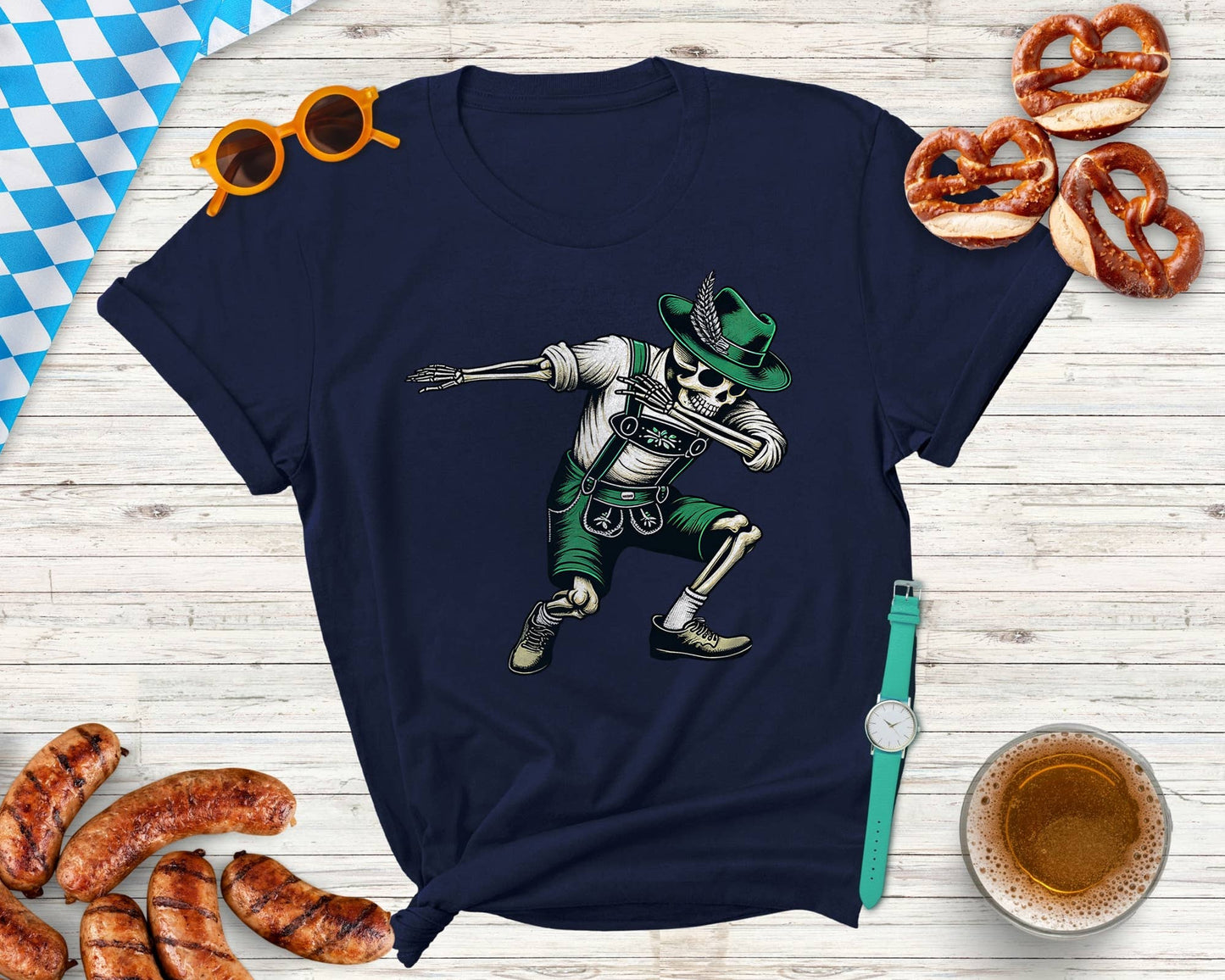 Vivtrek - Funny Oktoberfest Shirt, Dabbing Skeleton Shirt, Beer Shirt