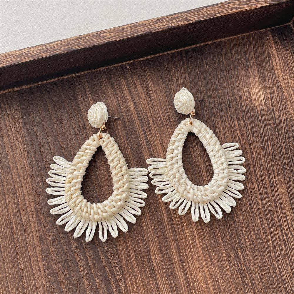 Dipped Shop - Vintage Handwoven Rattan Grass Earrings DP25D776