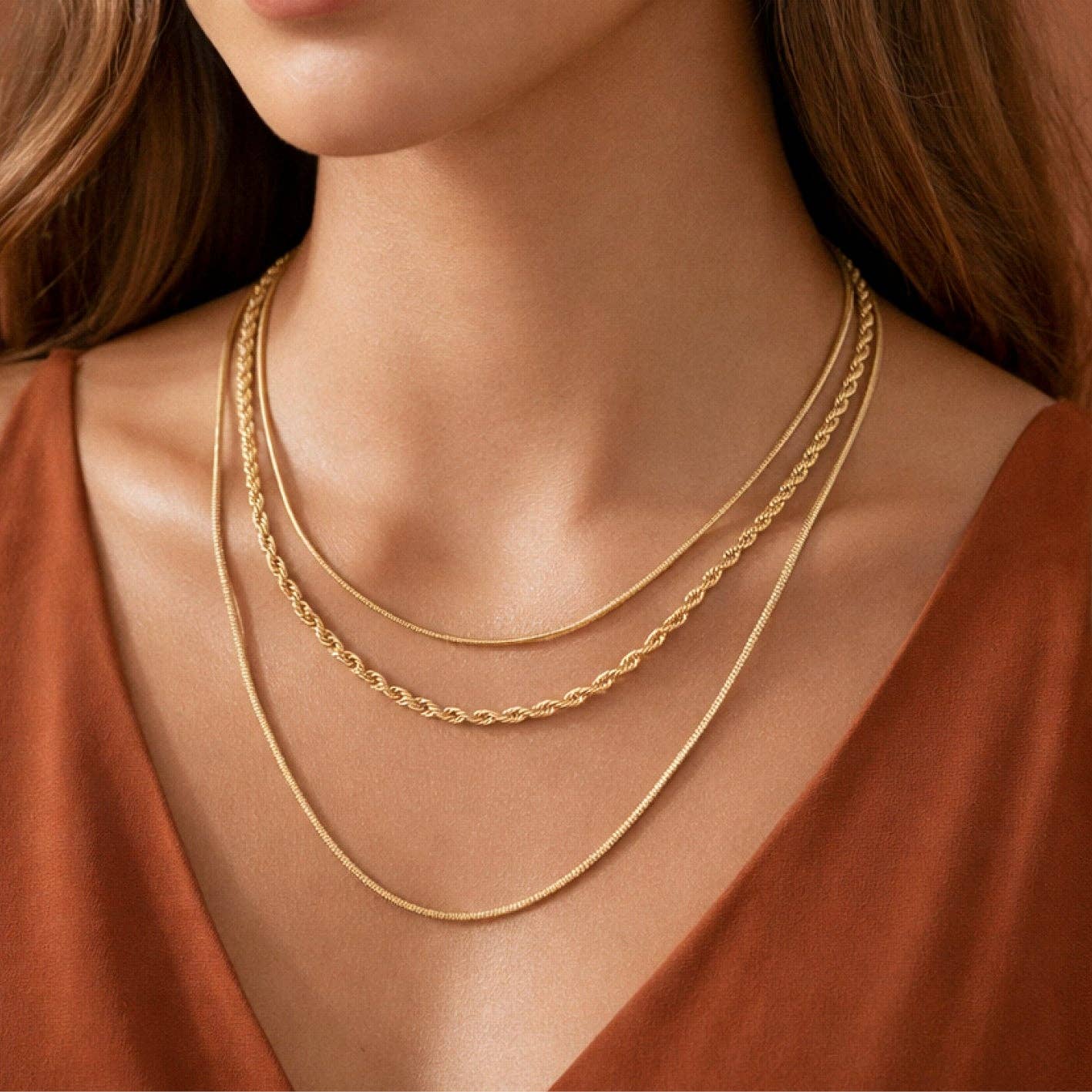 MA211 Mia Accessories - 18K Gold Plated Waterproof Stainless Steel Chain Necklace - 7050