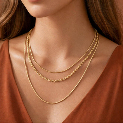 MA211 Mia Accessories - 18K Gold Plated Waterproof Stainless Steel Chain Necklace - 7050
