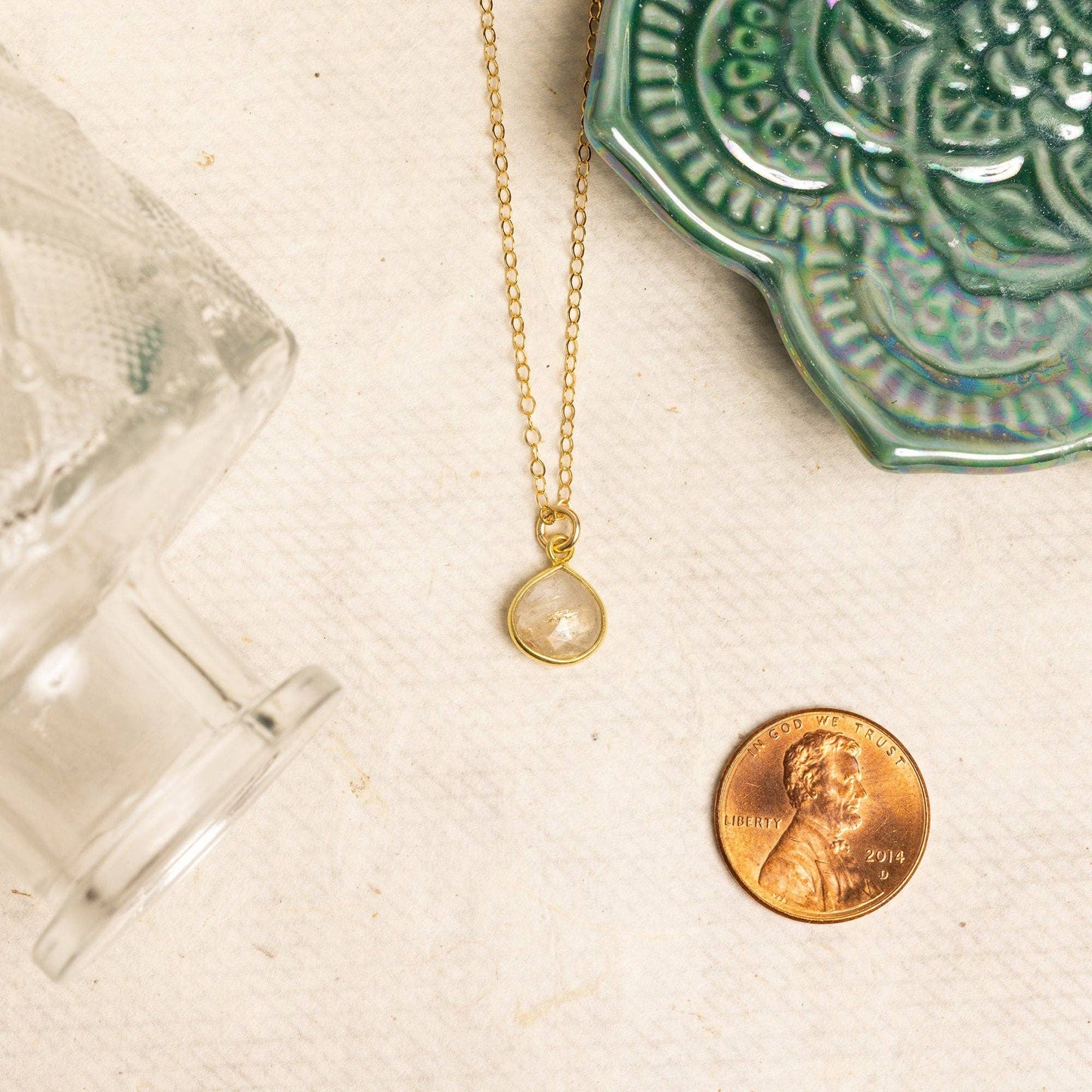 Soul & Little Rose - Golden Rutilated Quartz Teardrop Gold Necklace