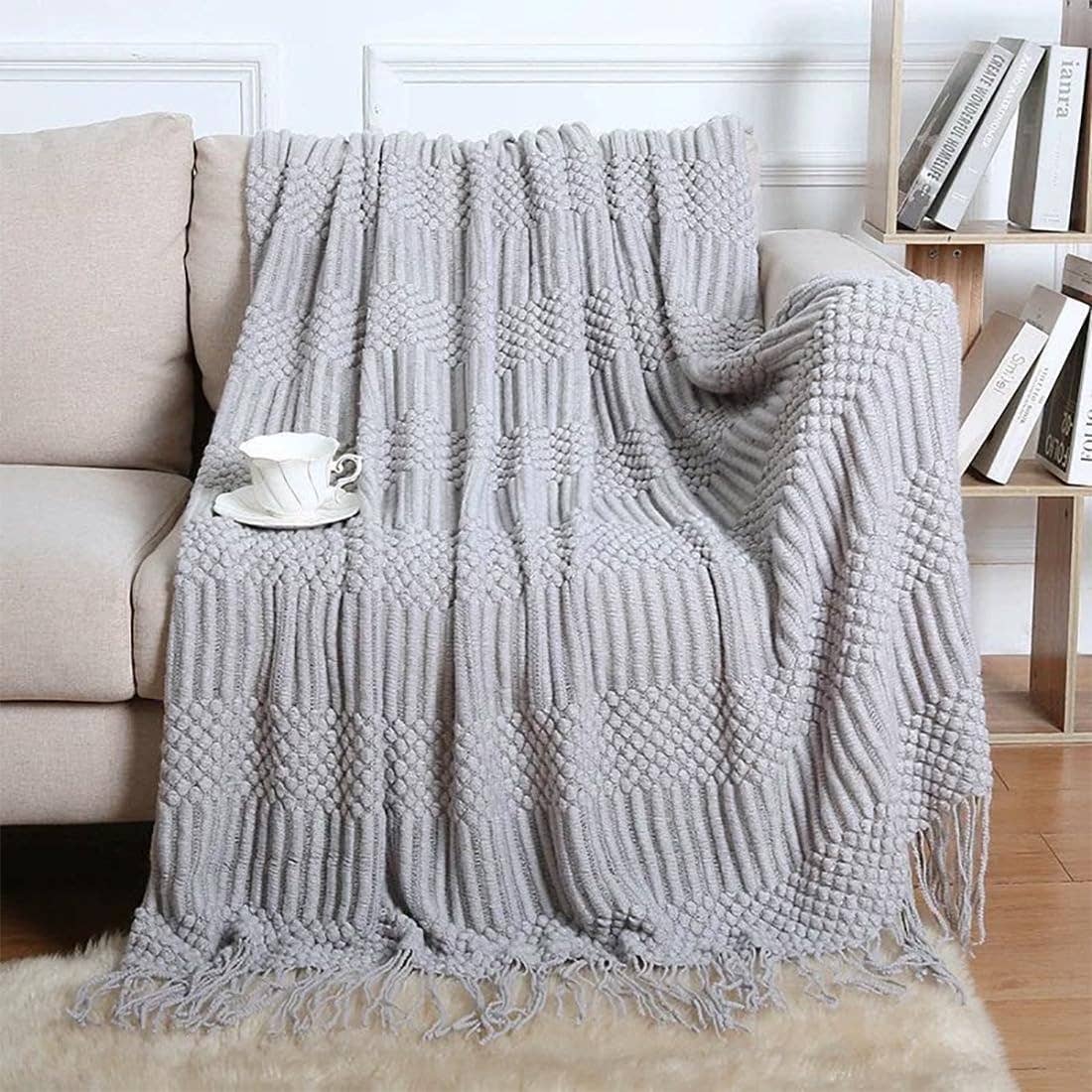 Fennco Styles - Waffle Stripe 50x60 Inch Throw Blanket