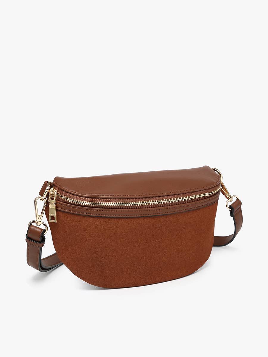 Jen & Co. - Regina Faux Suede Sling Bag w/ Vegan Leather Trim | M2882