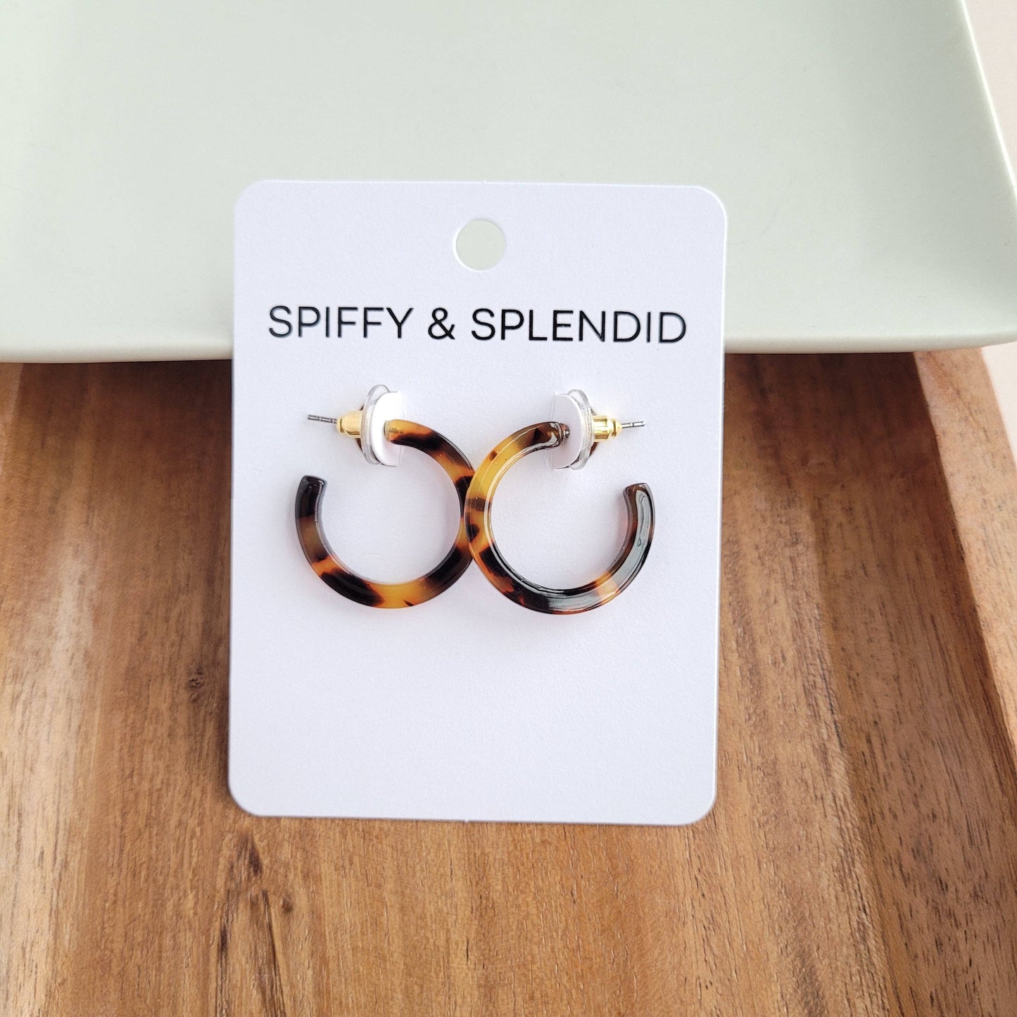 Spiffy & Splendid - Cam Mini Hoops - Tortoise //  Earrings, Jewelry