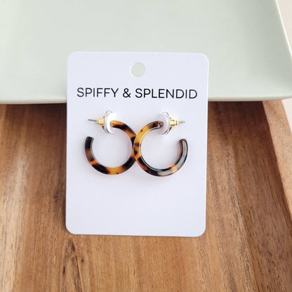 Spiffy & Splendid - Cam Mini Hoops - Tortoise //  Earrings, Jewelry