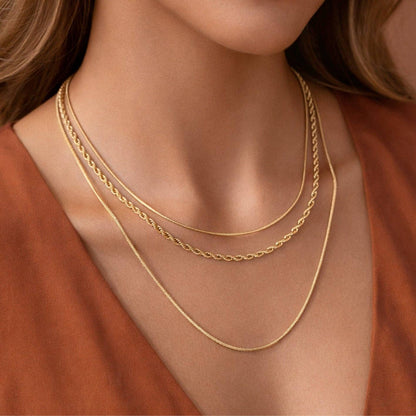 MA211 Mia Accessories - 18K Gold Plated Waterproof Stainless Steel Chain Necklace - 7050