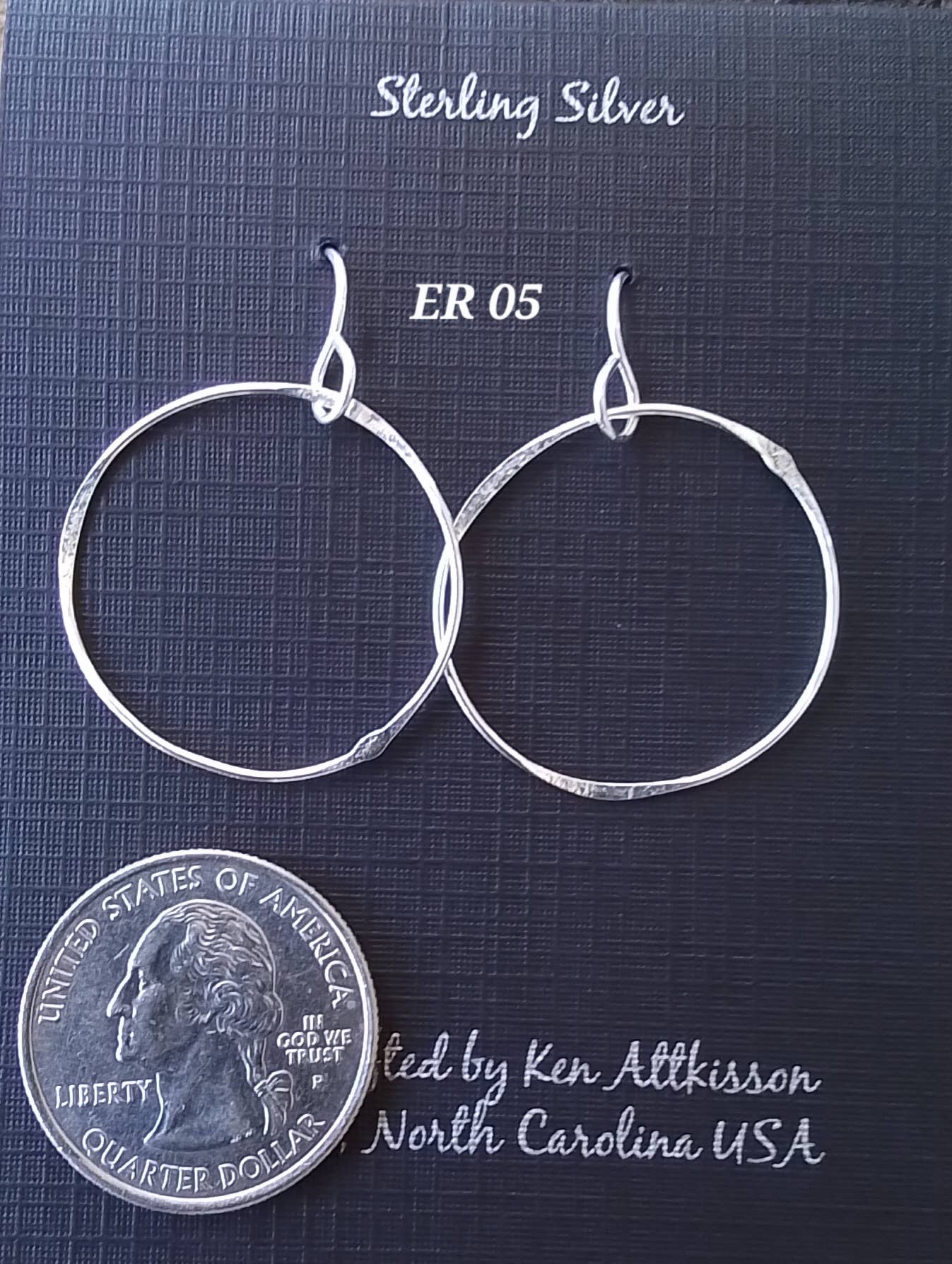 ER05 Ken’s handcrafted jewelry - Sterling Silver Earrings Large Circle