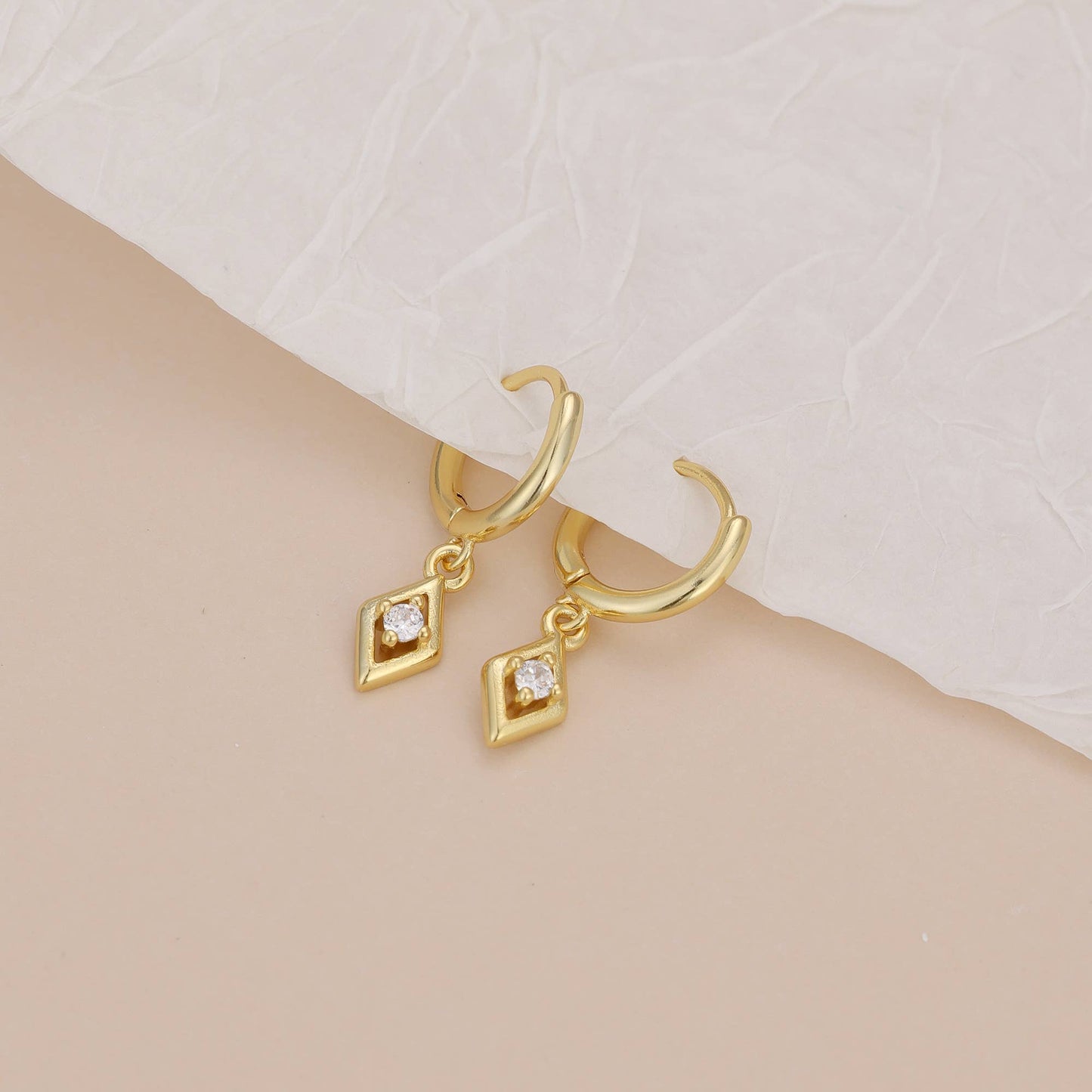 Melange Blanc - E181 dangle hoop earring, dangle earring, gold dangle