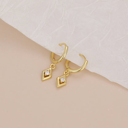 Melange Blanc - E181 dangle hoop earring, dangle earring, gold dangle